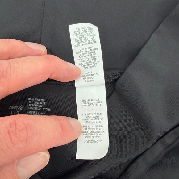 Aerie Black High Waisted Full Coverage Bikini Bottoms Cross Waist Size L NWT - Picture 5 of 11